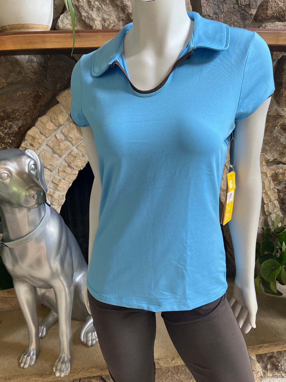 NEW Lole Triumphant Polo Blue UPF 50+ Short Sleeve Shirt Women's Size L NWT $55
